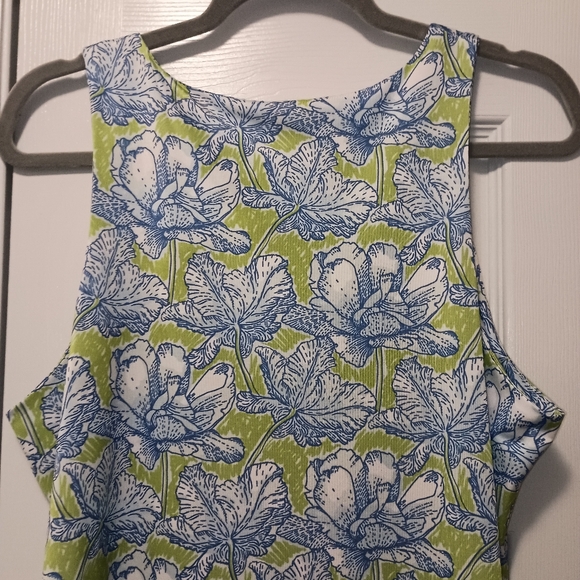 Jean Pierre Klifa Paris Floral Blue green Floral Print Lily Dress size l… - Picture 9 of 10